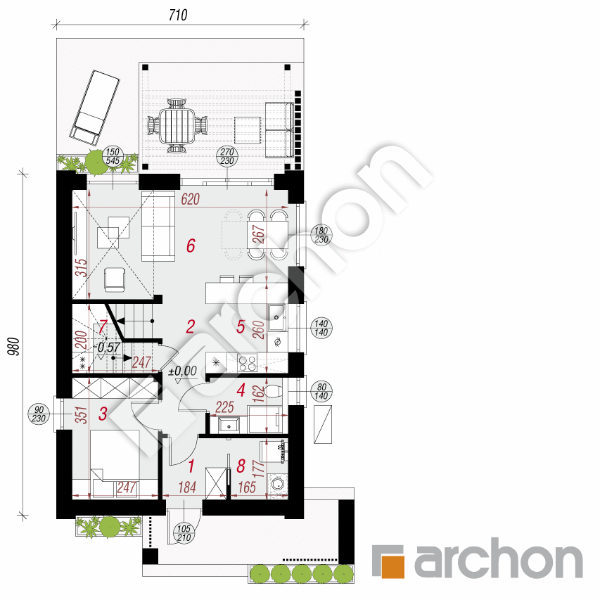 gotowy projekt Dom w cienistkach 5 (E) OZE rzut parteru