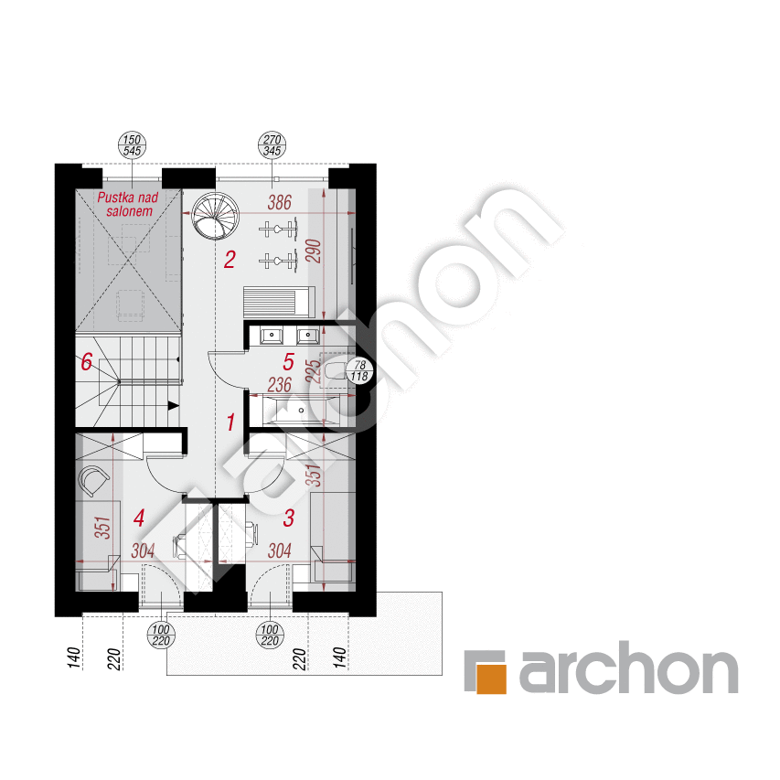 gotowy projekt Dom w cienistkach 5 (E) OZE rzut poddasza