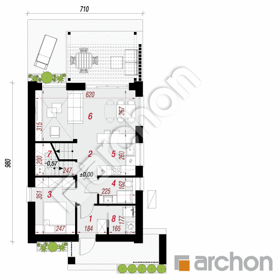 gotowy projekt Dom w cienistkach 5 (E) OZE rzut parteru