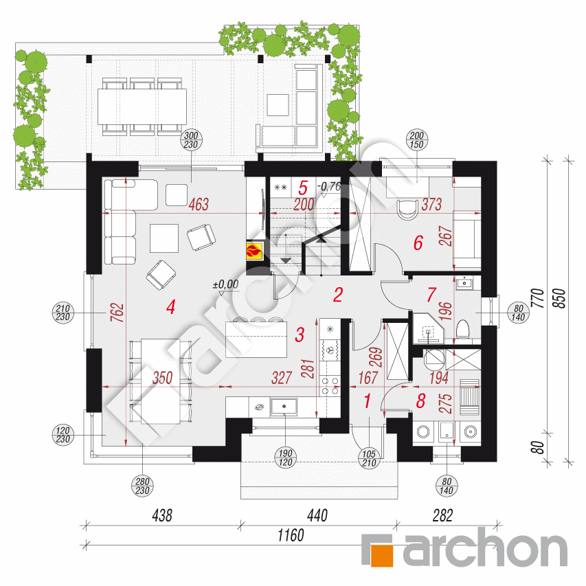 gotowy projekt Dom w wisteriach 15 rzut parteru