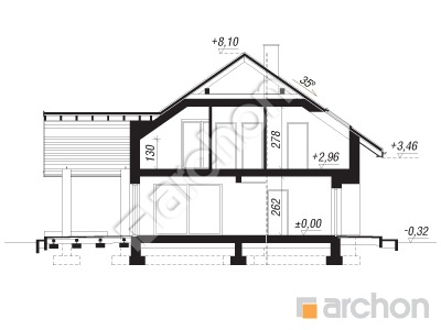 gotowy projekt Dom w aurorach 16 (G2) przekroj budynku