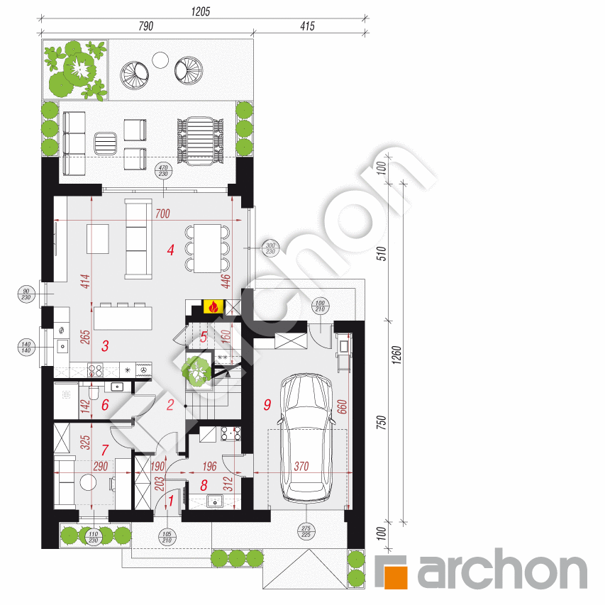 gotowy projekt Dom w marcówkach (GE) rzut parteru