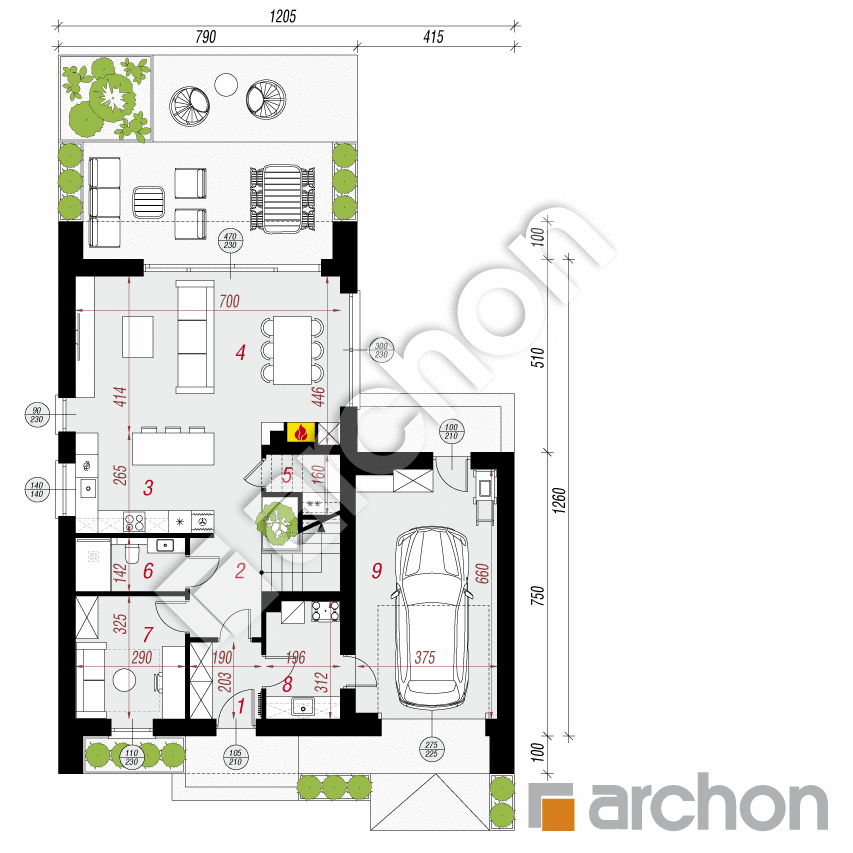 gotowy projekt Dom w marcówkach (GE) rzut parteru