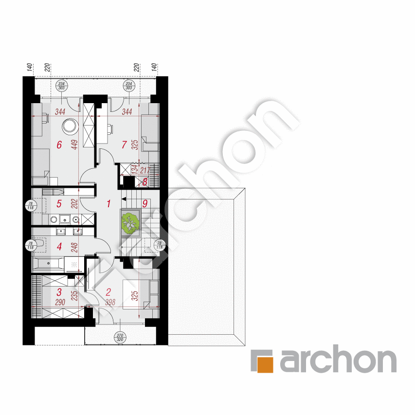 gotowy projekt Dom w marcówkach (GE) rzut poddasza