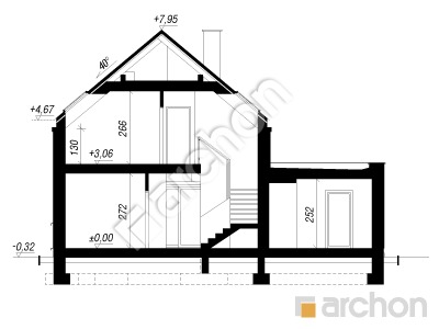 gotowy projekt Dom w marcówkach (GE) przekroj budynku