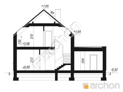 gotowy projekt Dom w marcówkach (GE) przekroj budynku
