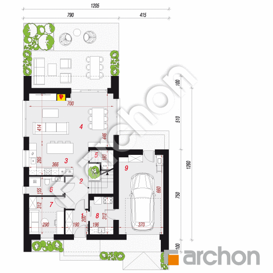 gotowy projekt Dom w marcówkach (GE) rzut parteru