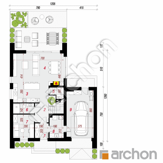 gotowy projekt Dom w marcówkach (GE) rzut parteru