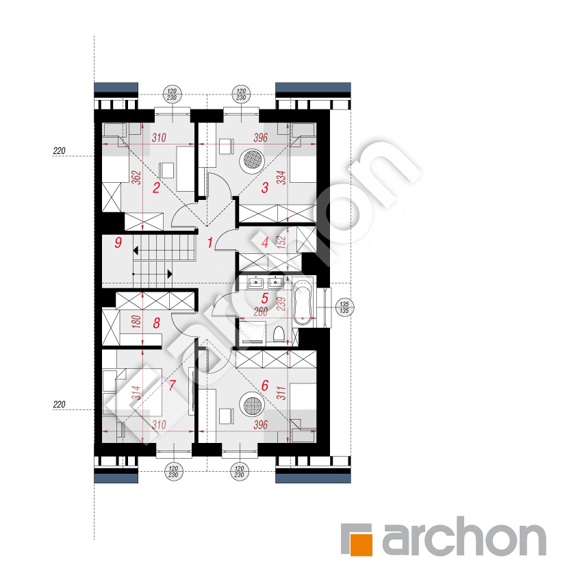 gotowy projekt Dom w narcyzach 14 (B) rzut poddasza