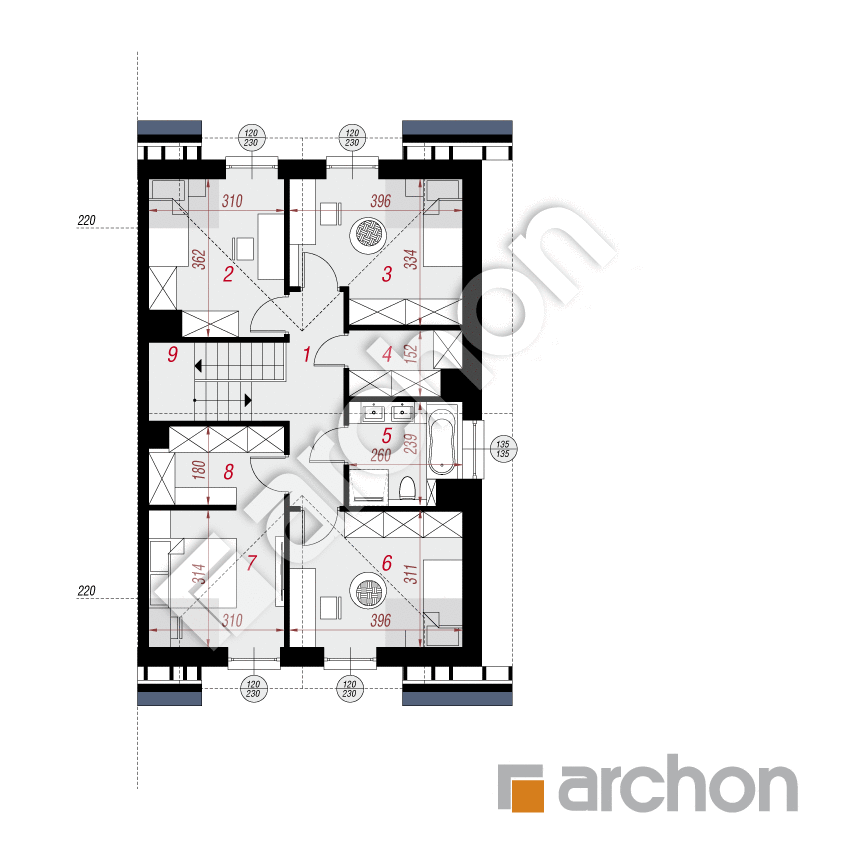 gotowy projekt Dom w narcyzach 14 (B) rzut poddasza