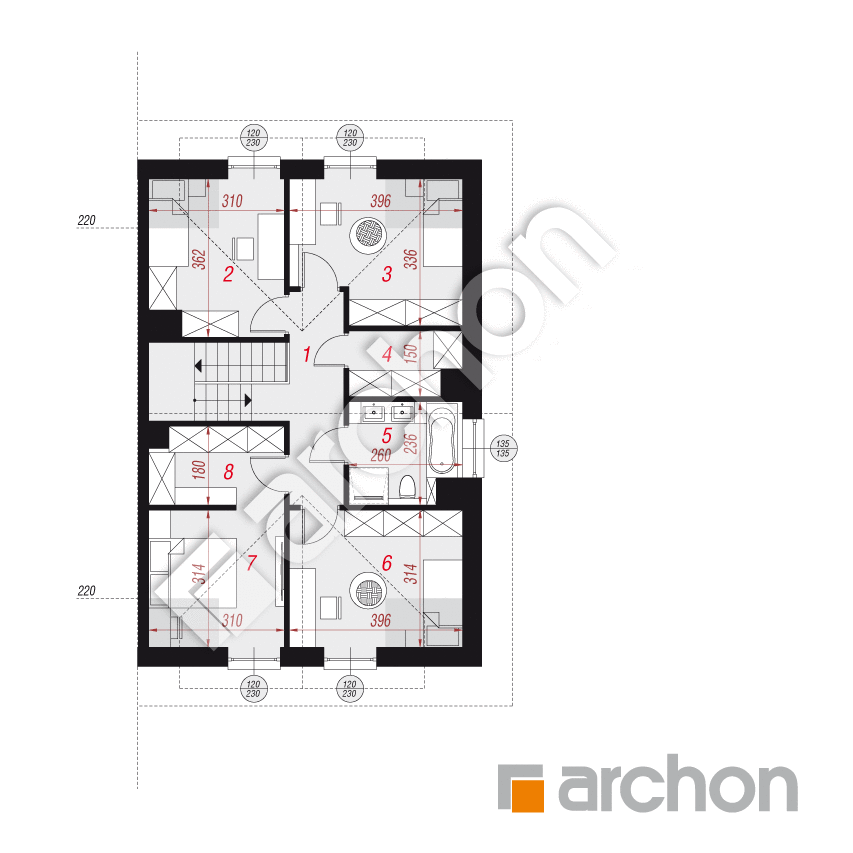 gotowy projekt Dom w narcyzach 14 (B) rzut poddasza
