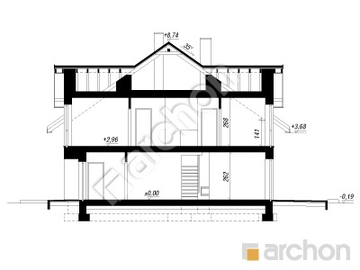 gotowy projekt Dom w narcyzach 14 (B) przekroj budynku