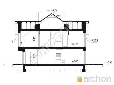 gotowy projekt Dom w narcyzach 14 (B) przekroj budynku