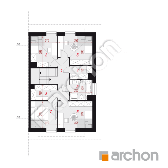 gotowy projekt Dom w narcyzach 14 (B) rzut poddasza