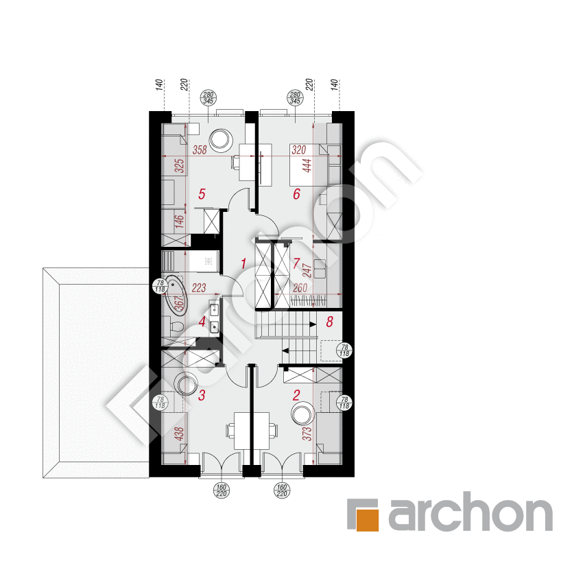 gotowy projekt Dom w proteach (GE) rzut poddasza