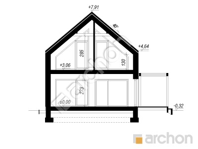 gotowy projekt Dom w proteach (GE) przekroj budynku