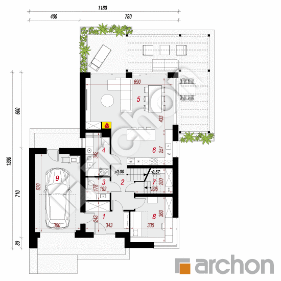 gotowy projekt Dom w proteach (GE) rzut parteru