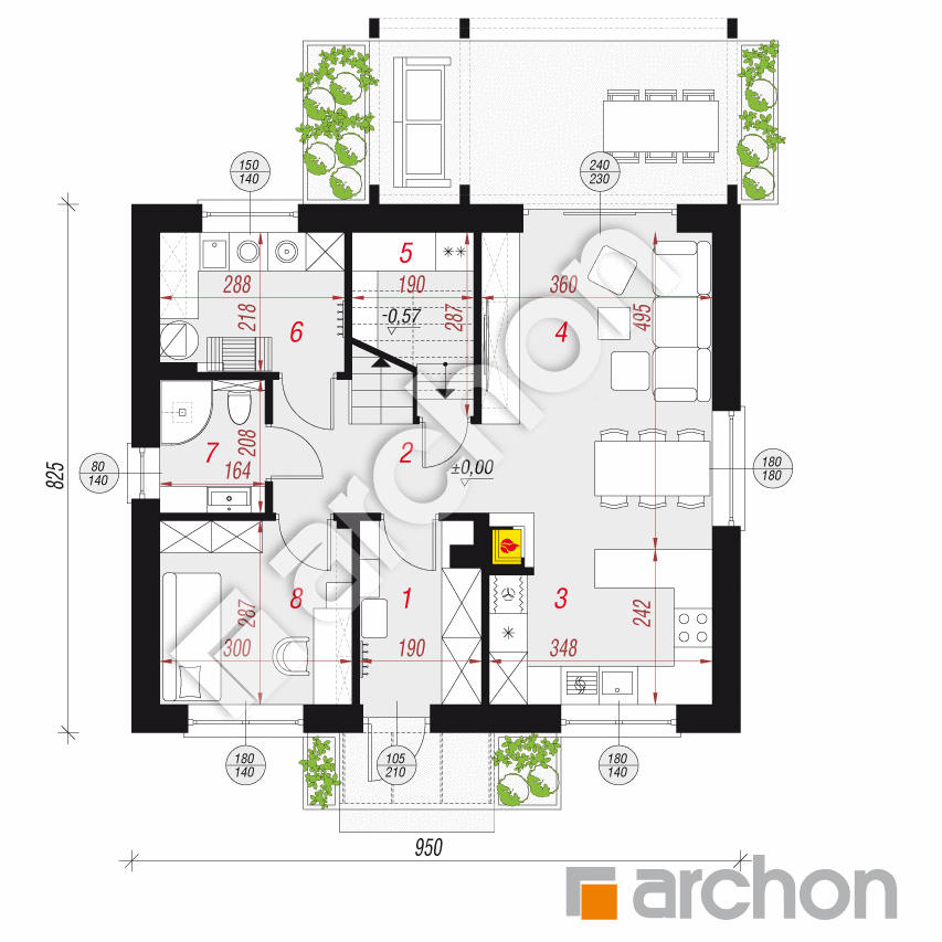 gotowy projekt Dom w zielistkach 23 (T) rzut parteru