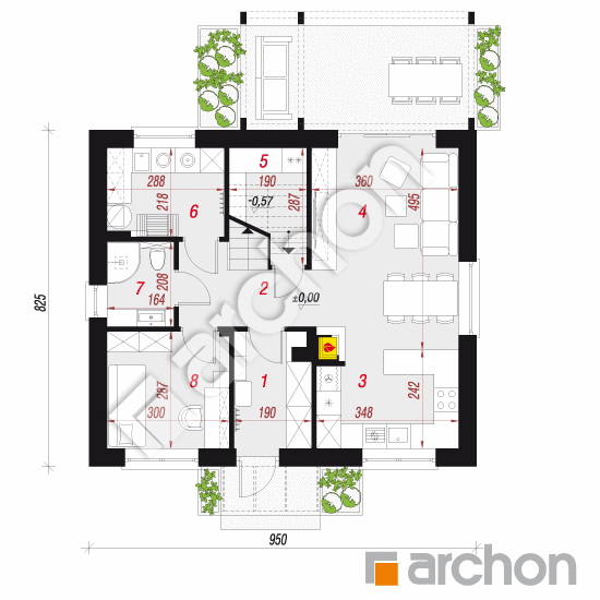 gotowy projekt Dom w zielistkach 23 (T) rzut parteru