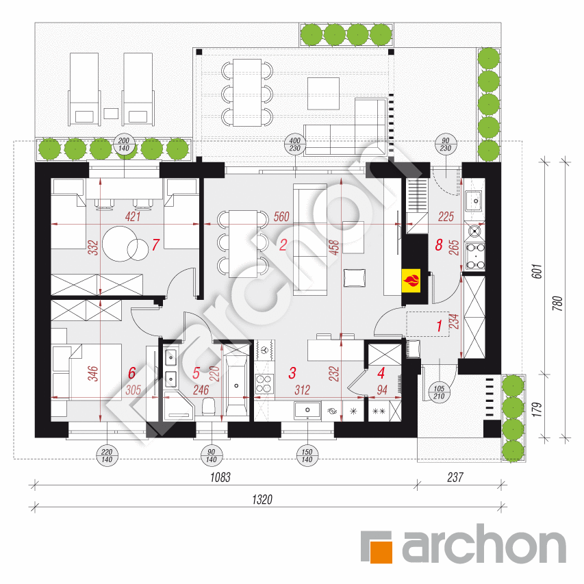 gotowy projekt Dom w salwiniach 3 (E) rzut parteru