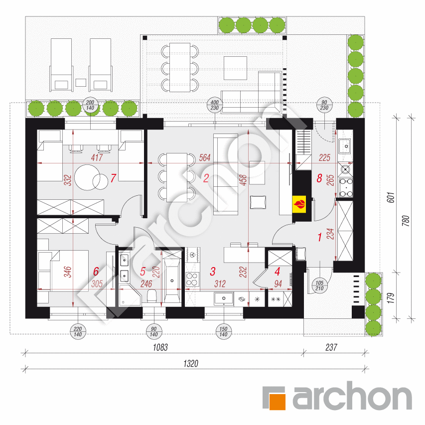 gotowy projekt Dom w salwiniach 3 (E) rzut parteru