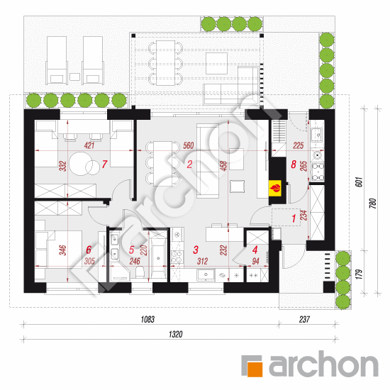gotowy projekt Dom w salwiniach 3 (E) rzut parteru