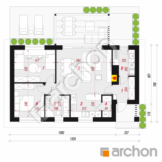 gotowy projekt Dom w salwiniach 3 (E) rzut parteru