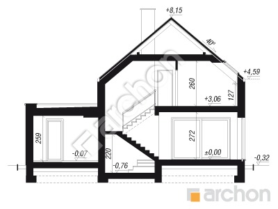 gotowy projekt Dom w malinówkach 36 (G) przekroj budynku