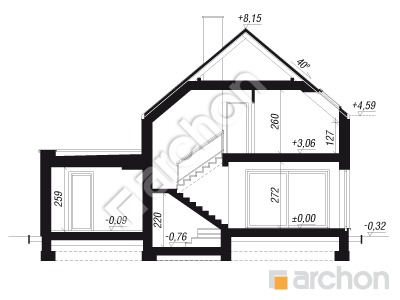 gotowy projekt Dom w malinówkach 36 (G) przekroj budynku