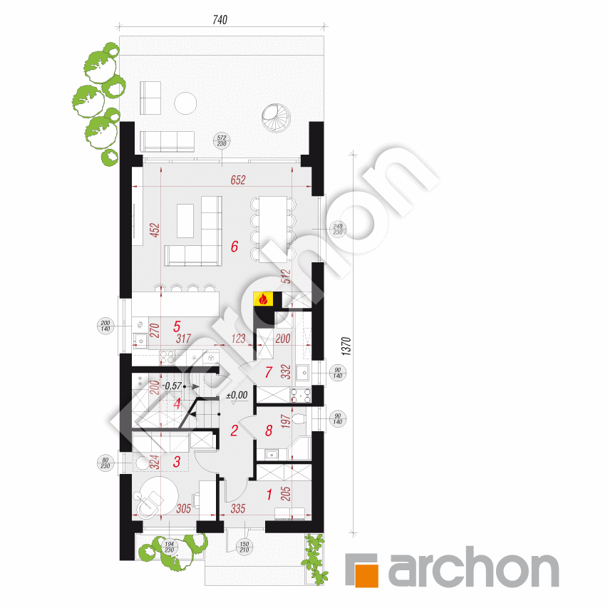 gotowy projekt Dom w miętach (E) rzut parteru