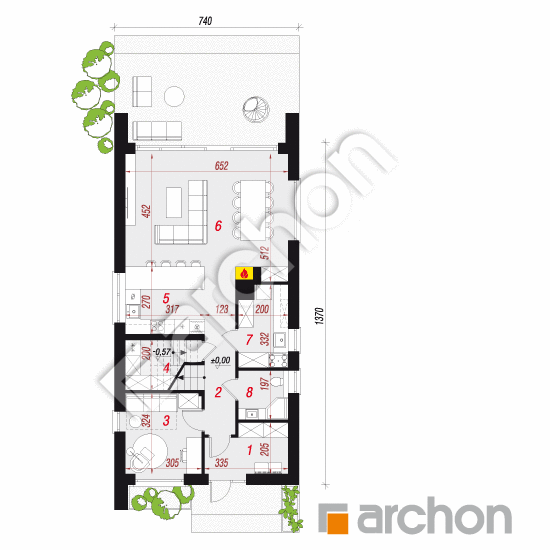 gotowy projekt Dom w miętach (E) rzut parteru