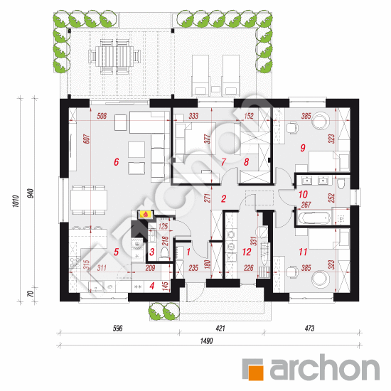 gotowy projekt Dom w lipiennikach 6 (A) rzut parteru