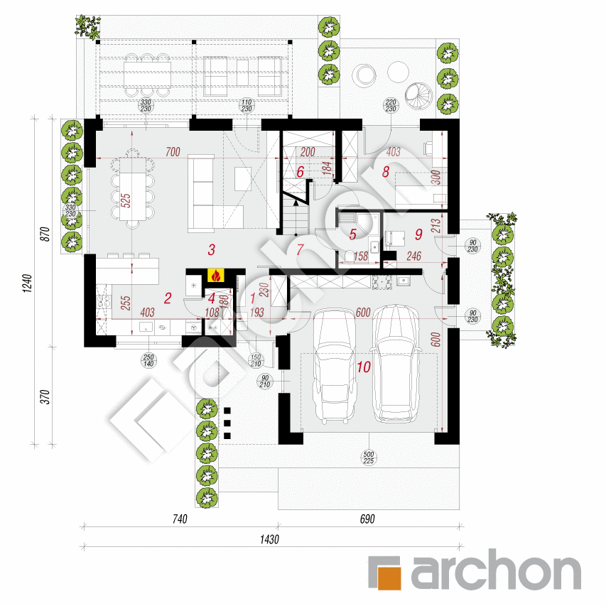 gotowy projekt Dom w arganiach (G2E) rzut parteru