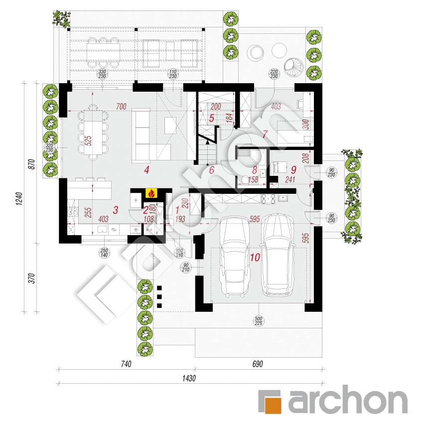 gotowy projekt Dom w arganiach (G2E) rzut parteru