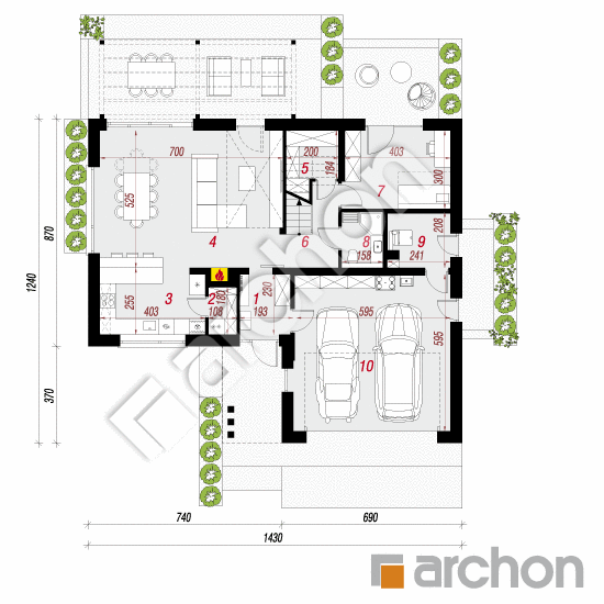 gotowy projekt Dom w arganiach (G2E) rzut parteru