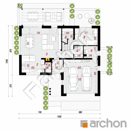 gotowy projekt Dom w arganiach (G2E) rzut parteru