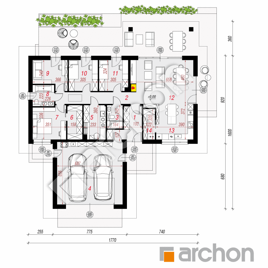 gotowy projekt Dom w berberysach 3 (G2E) rzut parteru