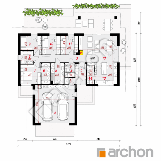 gotowy projekt Dom w berberysach 3 (G2E) rzut parteru