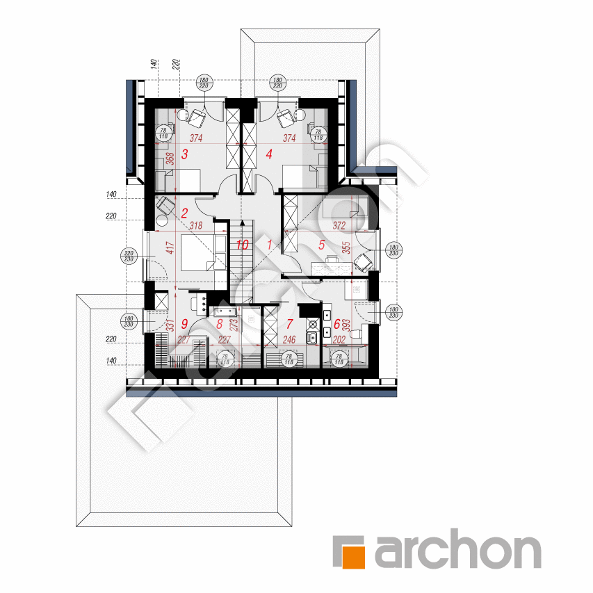 gotowy projekt Dom w kamach 2 (G2) rzut poddasza
