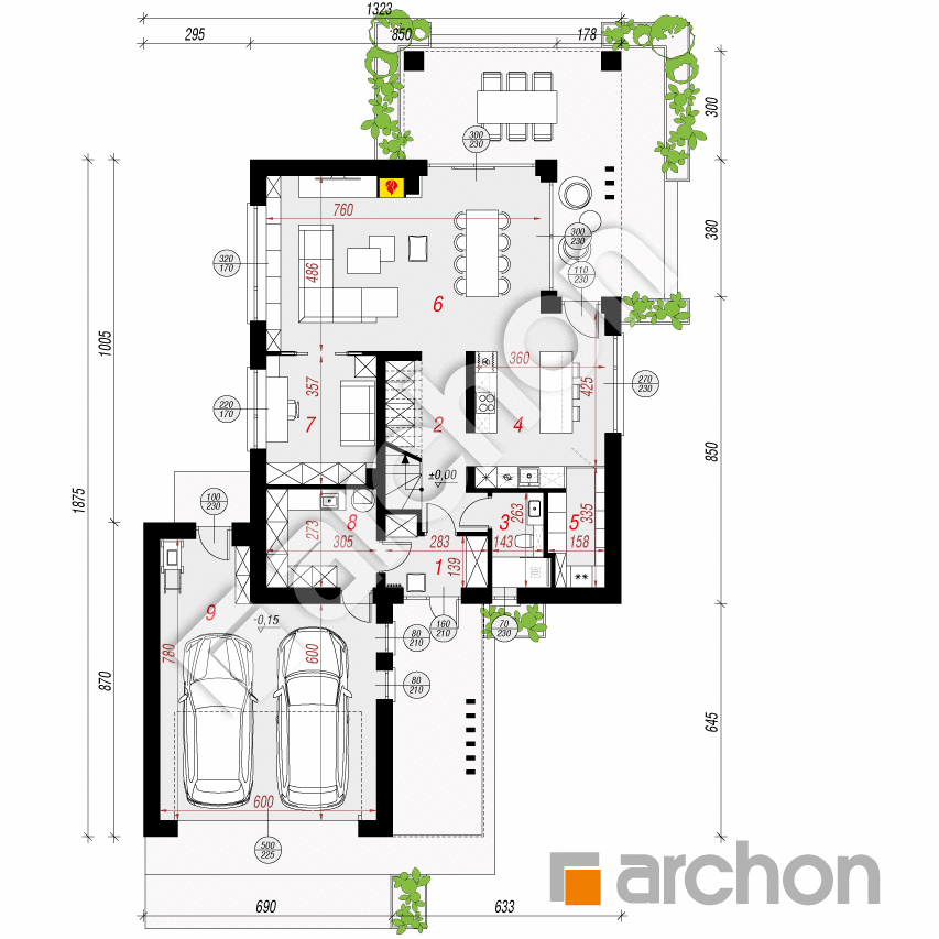gotowy projekt Dom w kamach 2 (G2) rzut parteru