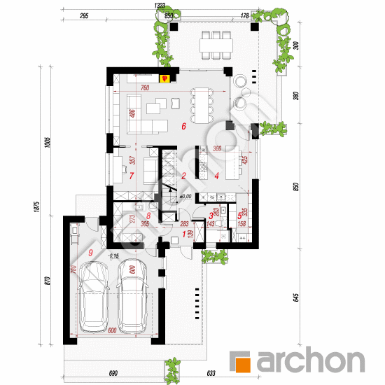 gotowy projekt Dom w kamach 2 (G2) rzut parteru