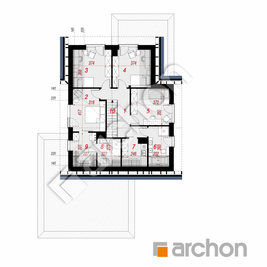 gotowy projekt Dom w kamach 2 (G2) rzut poddasza