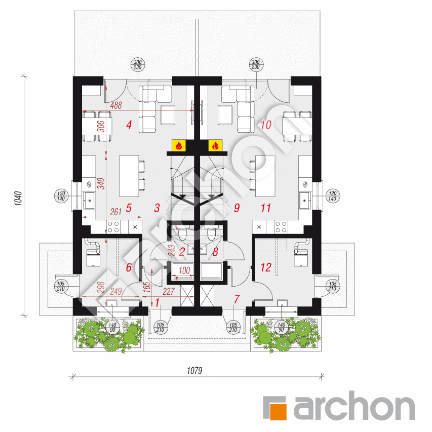 gotowy projekt Dom w riveach 15 (R2) rzut parteru
