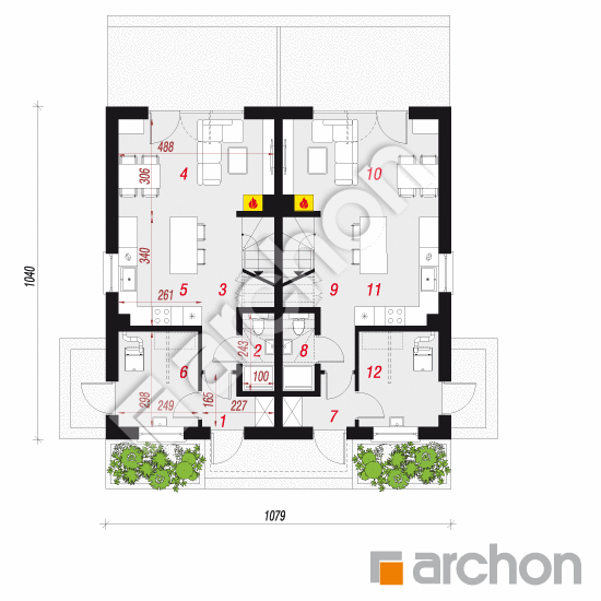 gotowy projekt Dom w riveach 15 (R2) rzut parteru