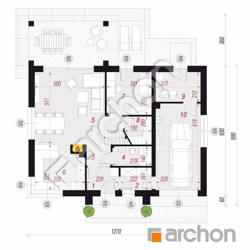 gotowy projekt Dom w balsamowcach 7 rzut parteru