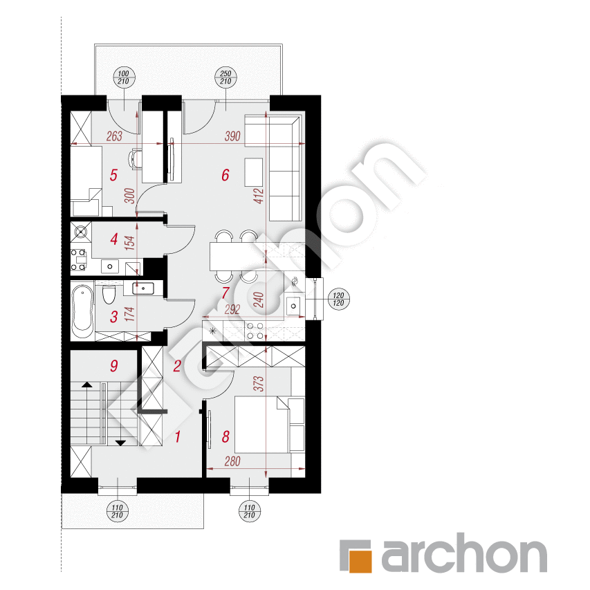 gotowy projekt Dom w bratkach 25 (R2BE) rzut poddasza