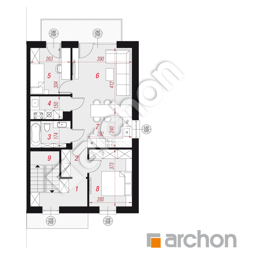 gotowy projekt Dom w bratkach 25 (R2BE) rzut poddasza