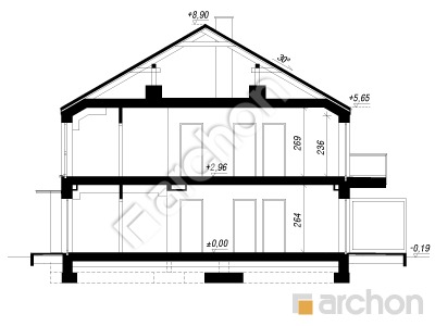 gotowy projekt Dom w bratkach 25 (R2BE) przekroj budynku