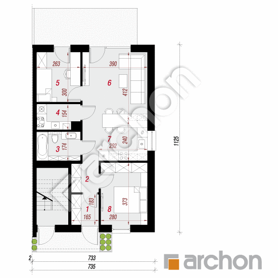 gotowy projekt Dom w bratkach 25 (R2BE) rzut parteru