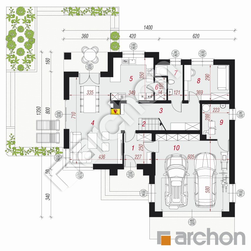 gotowy projekt Dom w kortlandach 2 (G2) rzut parteru